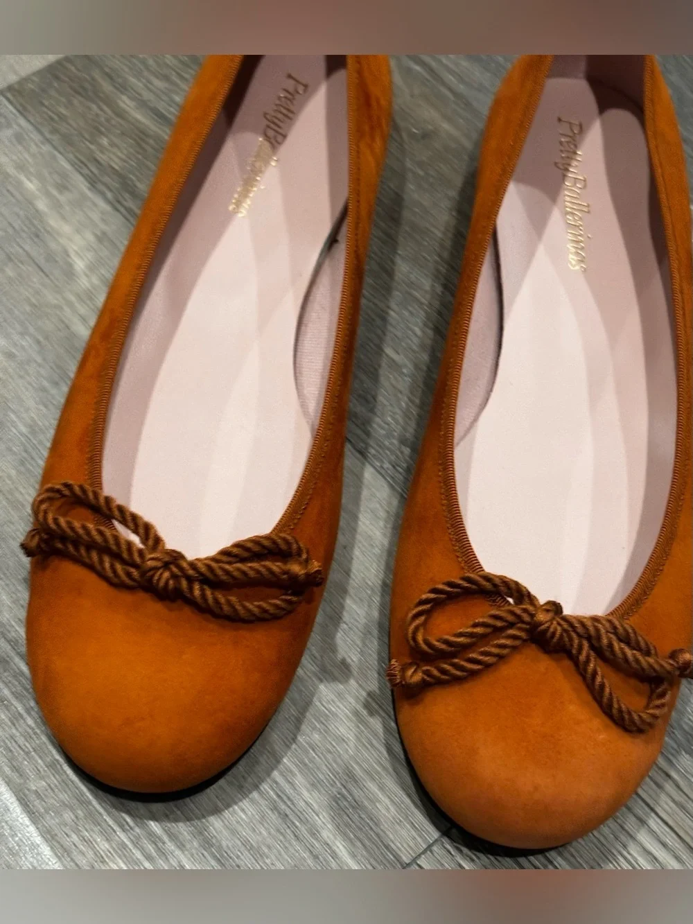 NIB Pretty Ballerinas Rosario Suede Ballerina Flats Orange/burnt Oxide Size 12